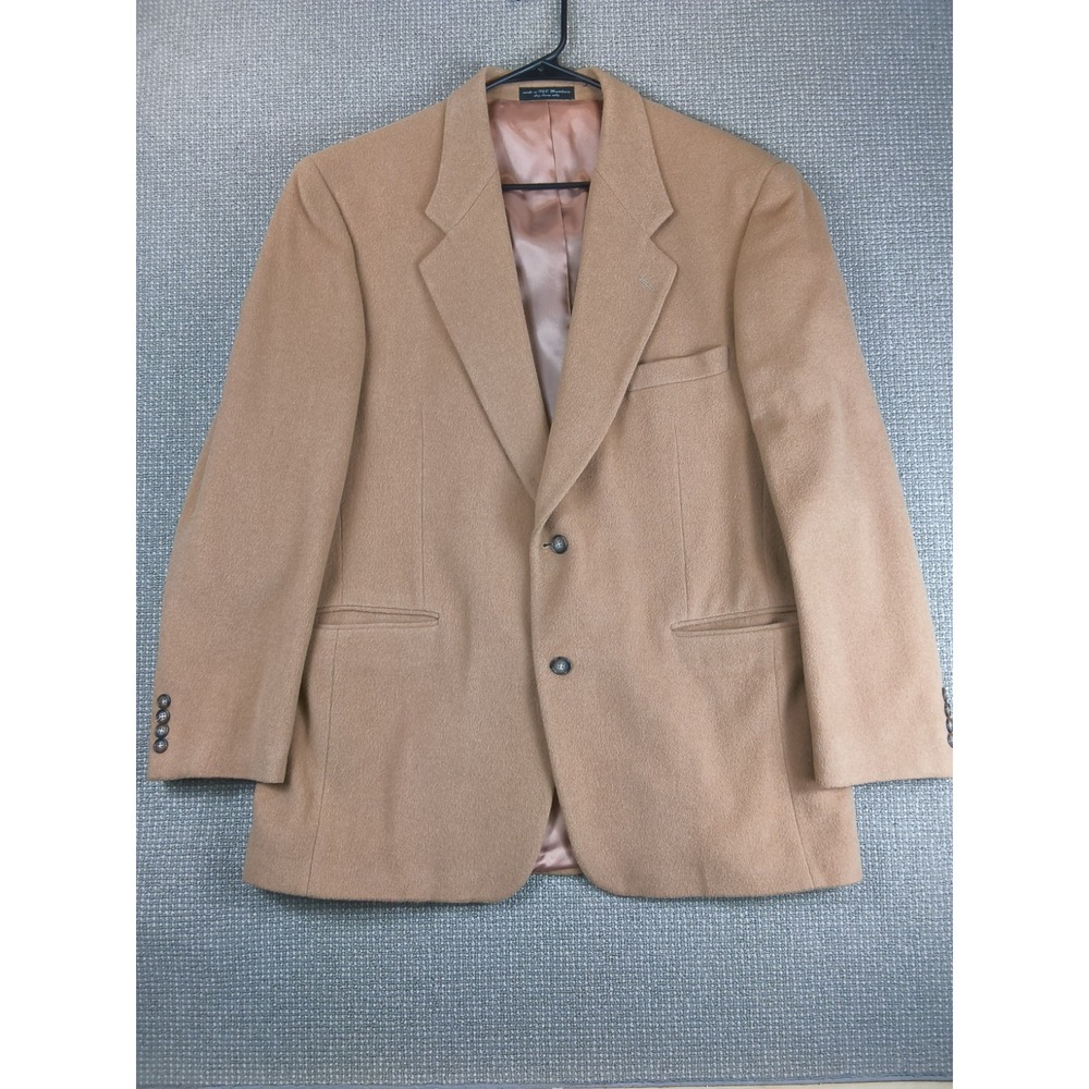 Vintage Ron Chereskin Camel Hair Blend Blazer Sport Coat Mens Beige Tan Italy